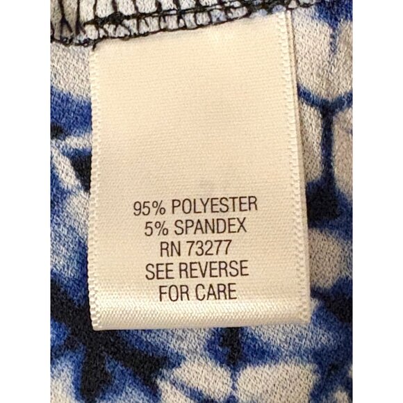 Blue & White Sleeveless Dana Buchman Women's Top XL Geometric Asymmetrical Hem - Picture 3 of 5